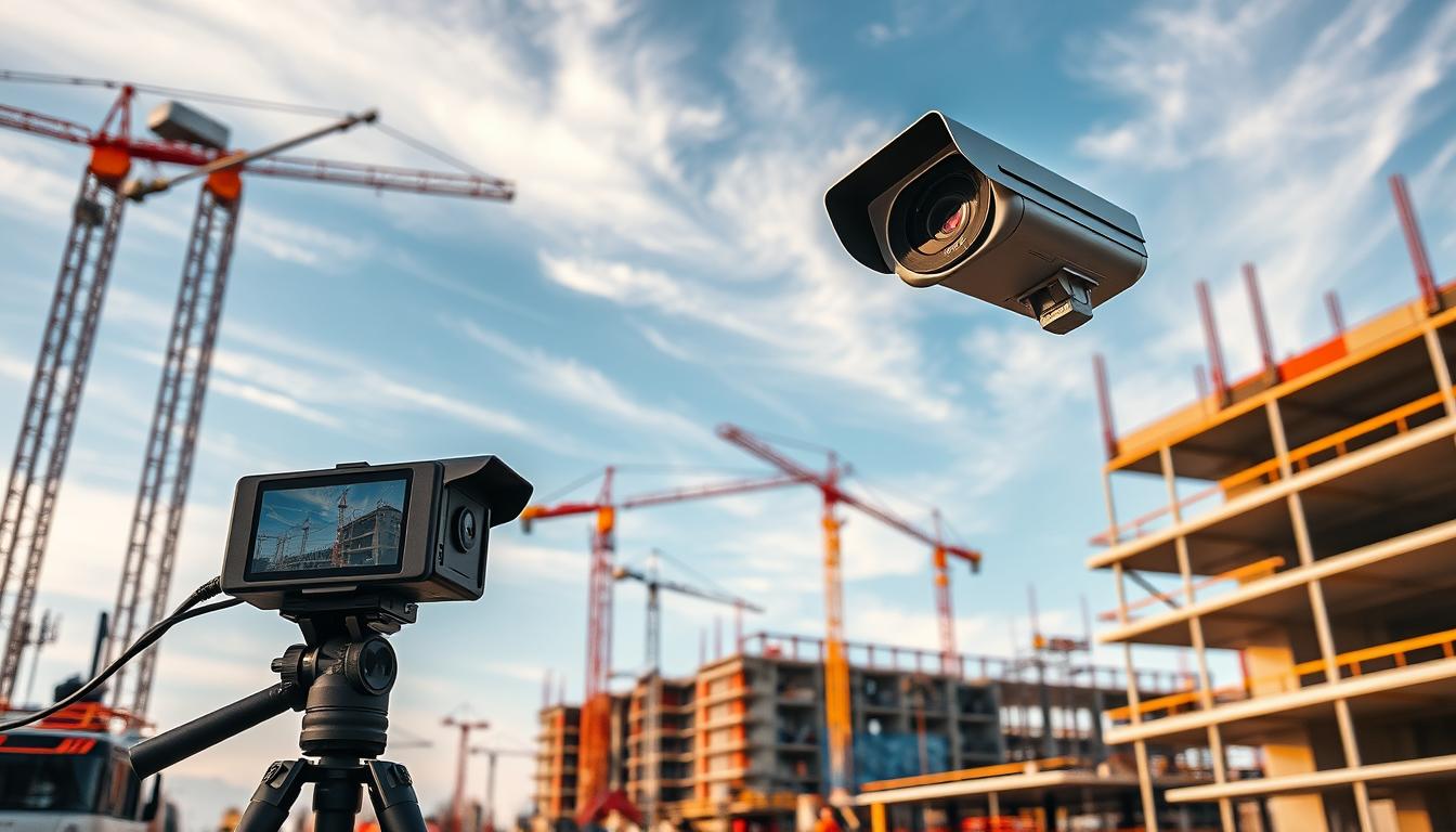 Mobile security cameras monitoring a civil construction site in Texas