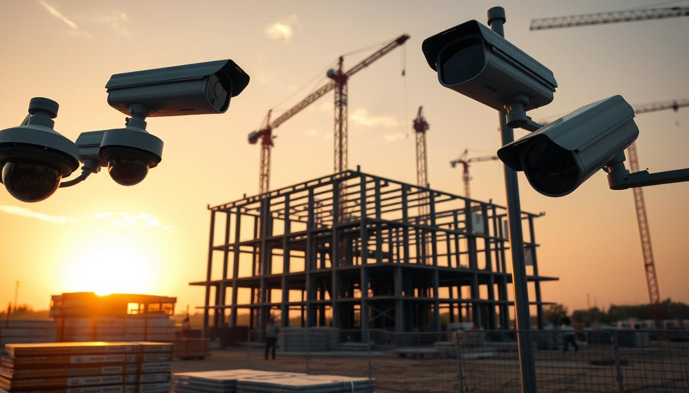 Commercial construction site security cameras monitoring an industrial project in Texas