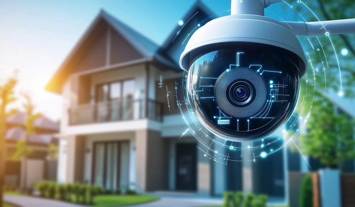 Residential security camera system protecting a home property in Texas