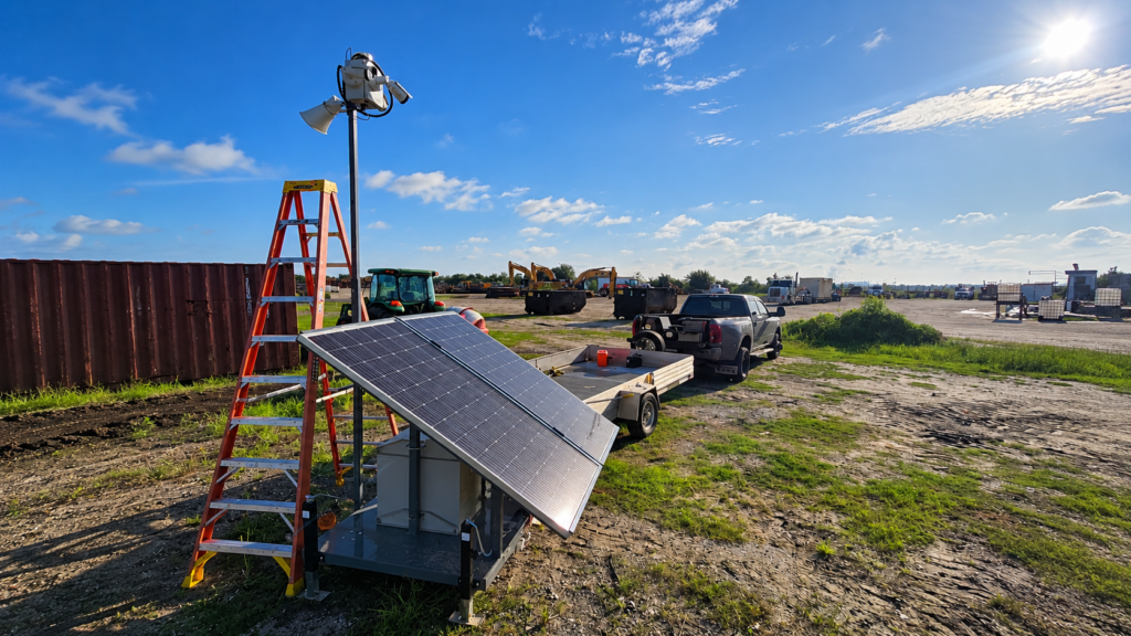 Solar-powered mobile surveillance camera system at a Houston, Texas industrial site