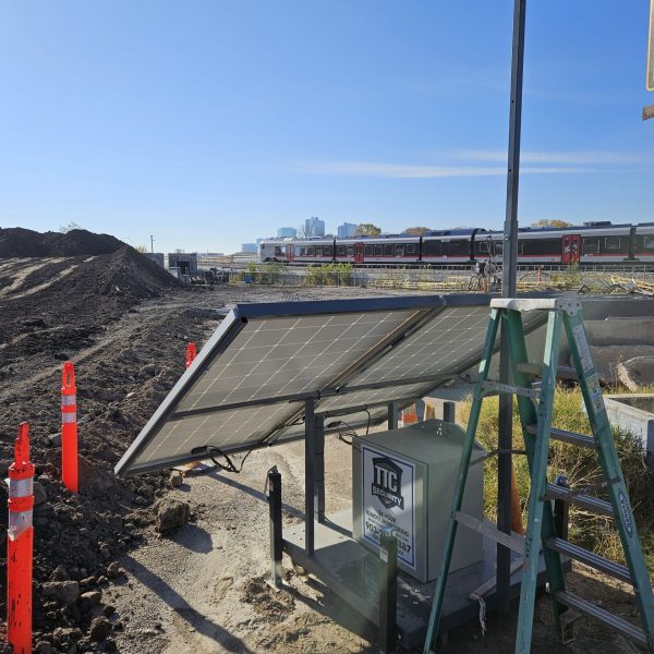 Mobile construction site security system monitoring a new development project in Fort Worth, Texas